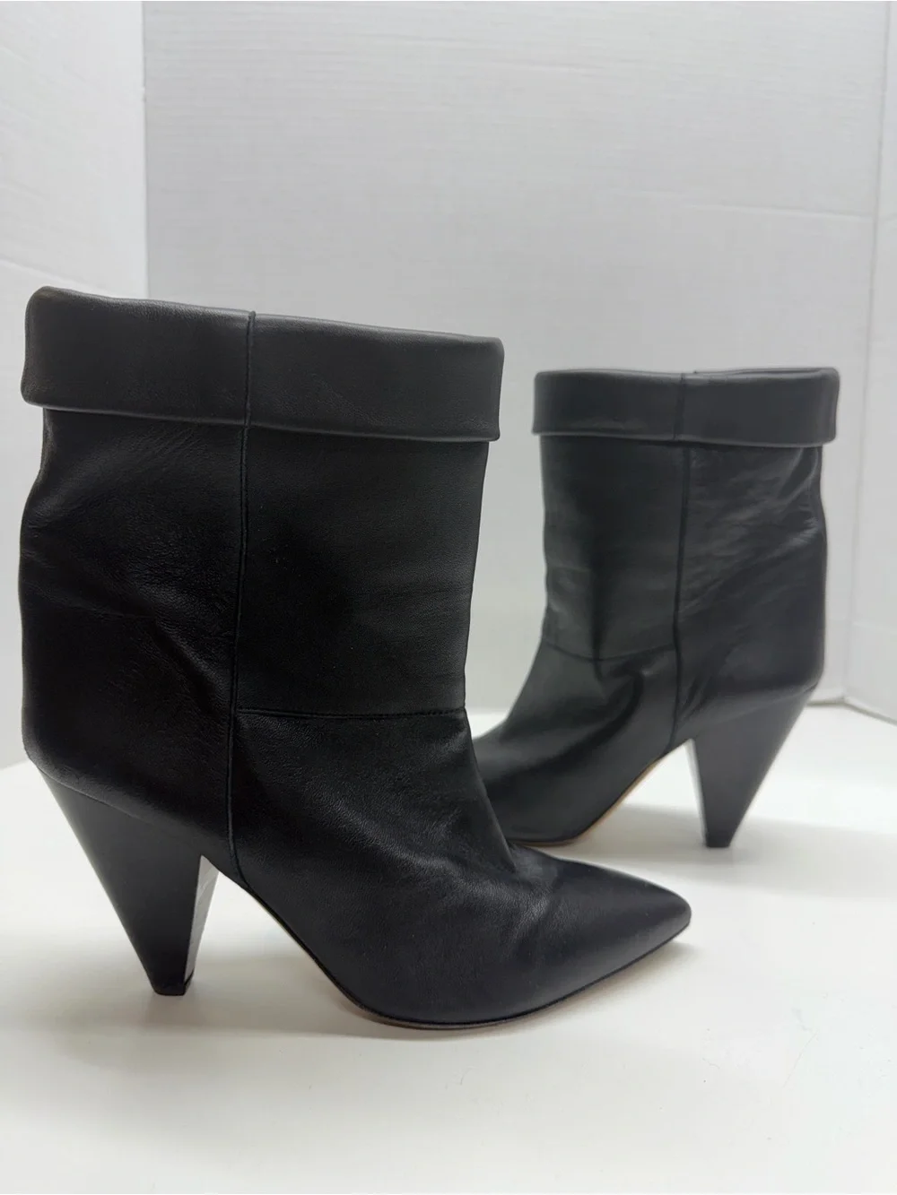 Isabel Marant Dalby Ankle Boots Pointed Toe Leather Pull On Black Size 39 / 9